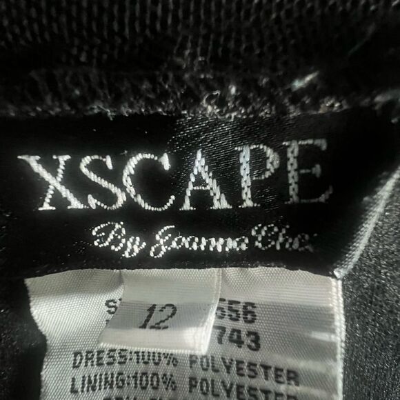 Xscape Women's Black Full Length Formal A Line Full Overlay Lined Skirt sz 12 - Picture 6 of 8